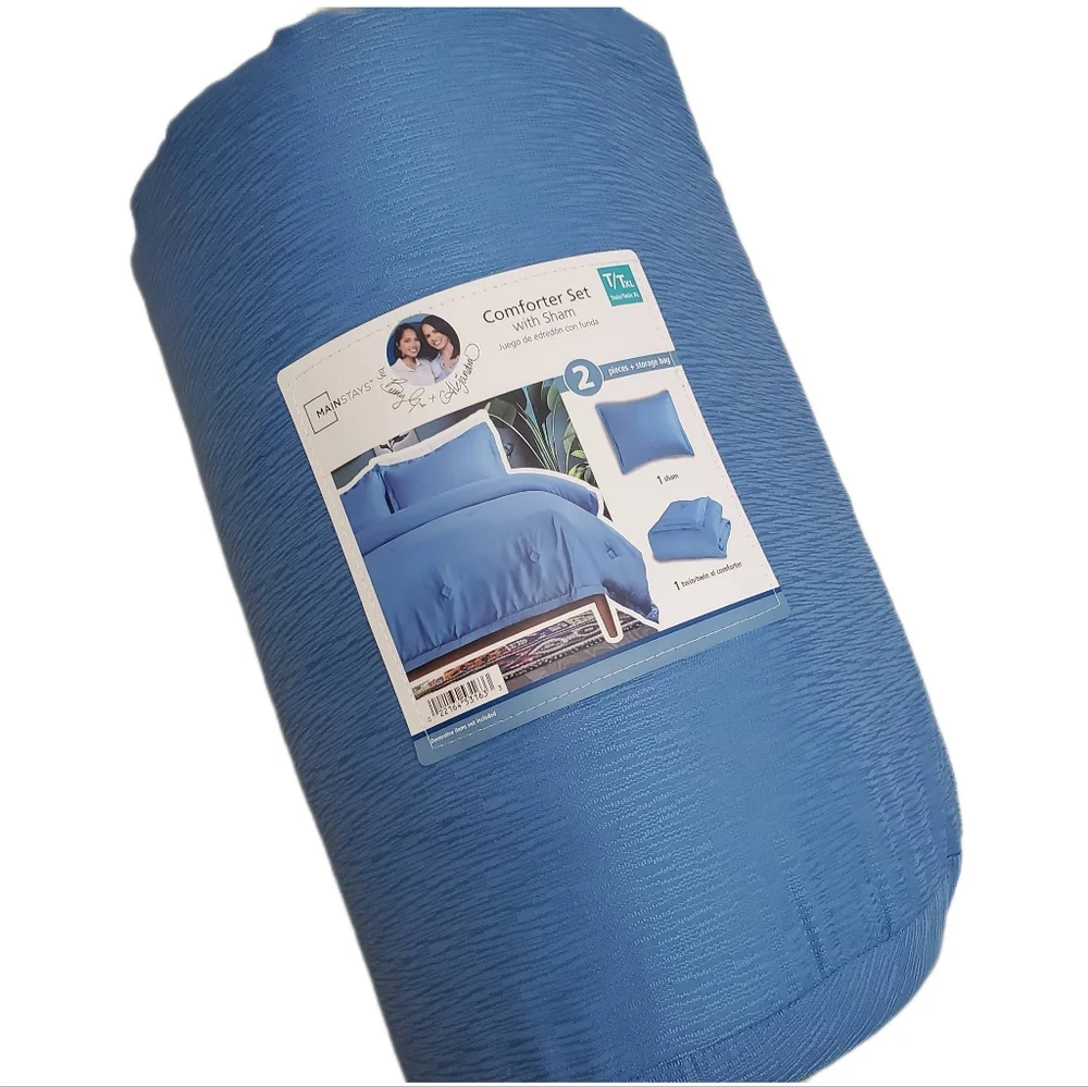 Mainstays Blue 3Pc Microfiber Comforter Sham Set Size Twin/TwinXL